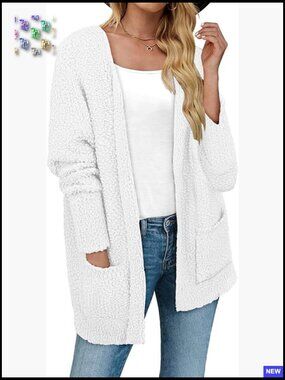 Oversized Fuzzy Popcorn Knit Cardigan Open Front Long Sweater Y2K Chic
